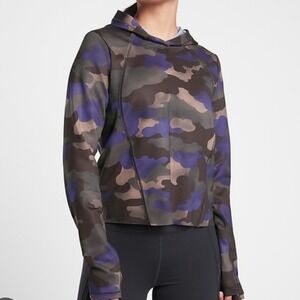 Athleta Pinnacle Hoodie Camo Purple Blue Gray Activewear Long Sleeve Womens Sz S